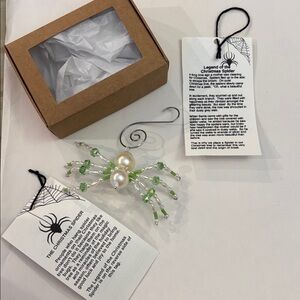 Hand made Christmas green and white  Spider Ornament
